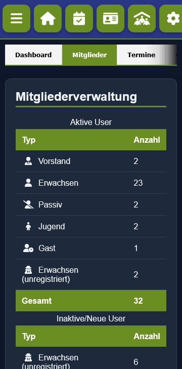 Mitgliederverwaltung Preview